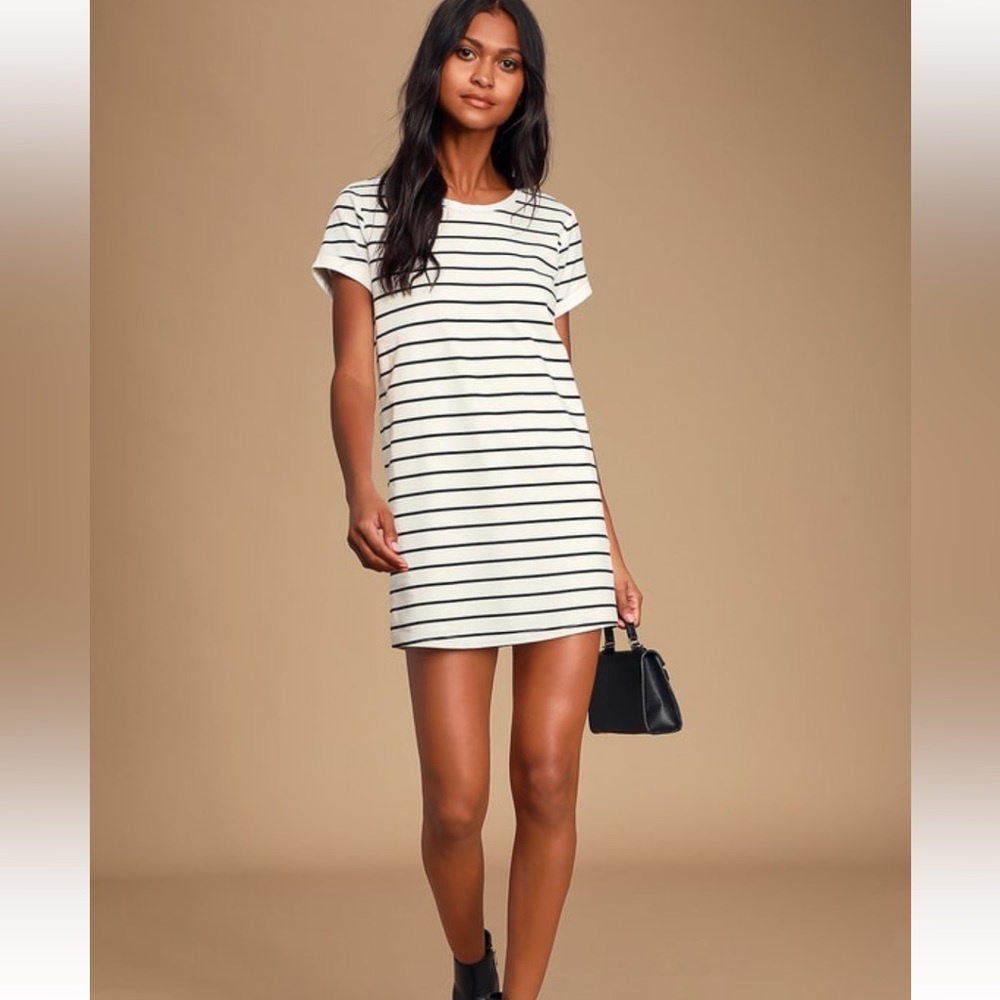 Lulu's Cafe Society Cream/Black Dress